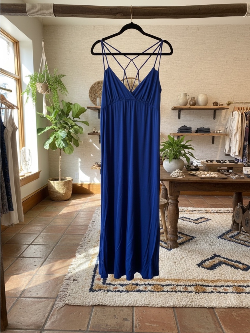 Kimchi Blue Urban Outfitters Y2K Cerulean Blue Open Back Strappy Maxi Dress L